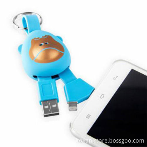 Multifunction 2-in-1 mini type charging and data USB cable for mobile phones